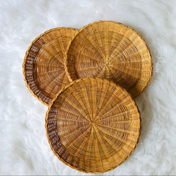 SET Of 3 Boho Wicker Decorative Baskets - Picture 6 of 8